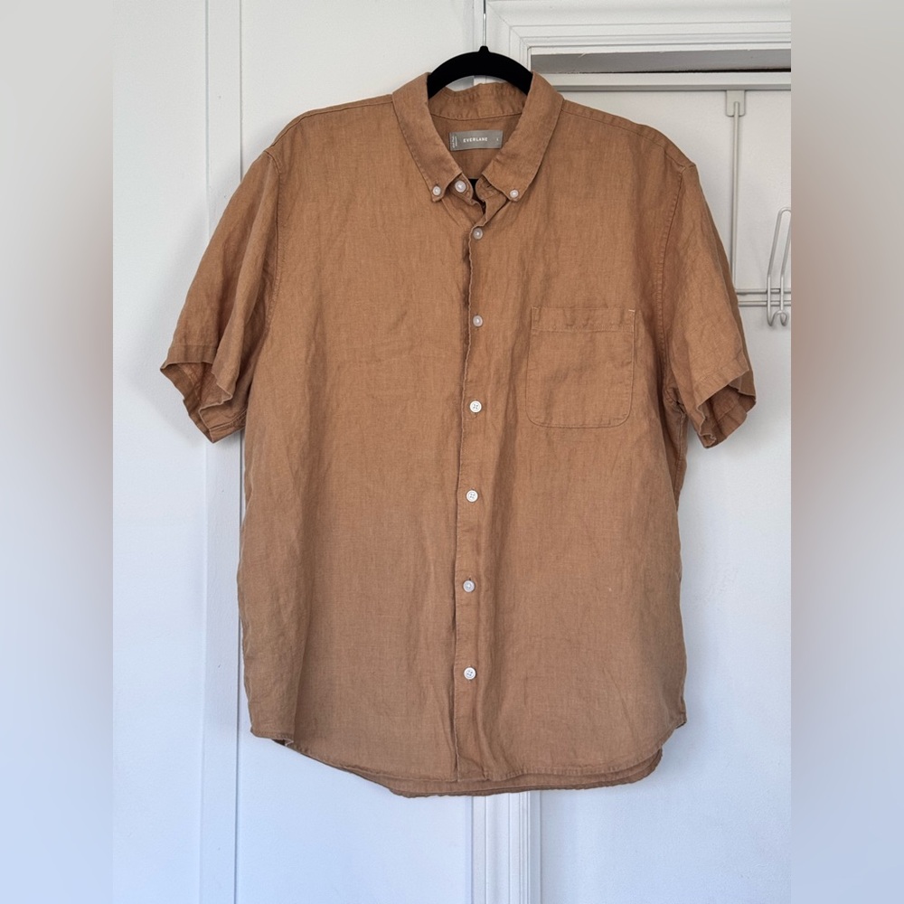 Men's Short-Sleeve Button-Down Shirt - Tan